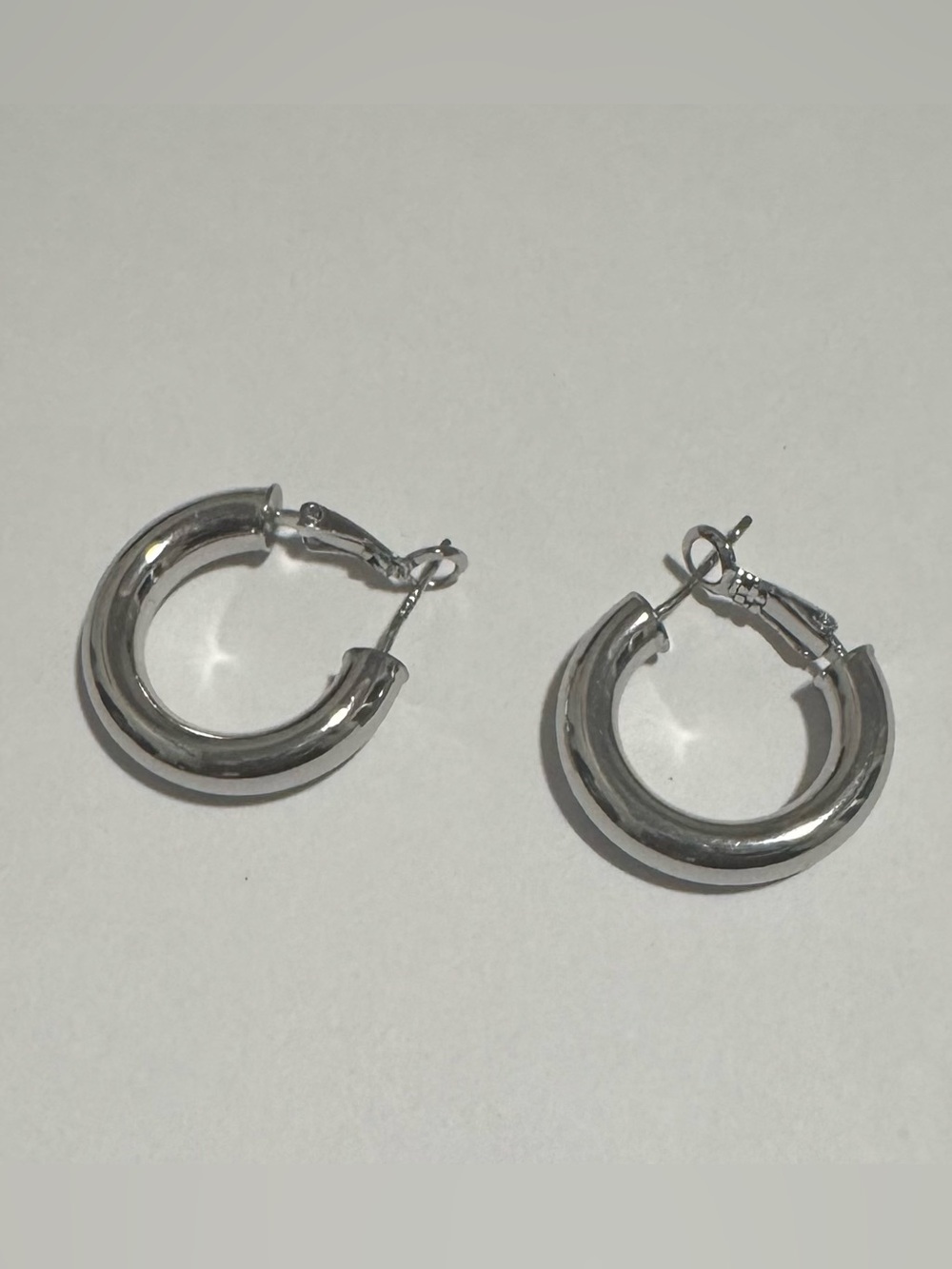 Polished Silver Curved Hoop Earrings -Jewelry
